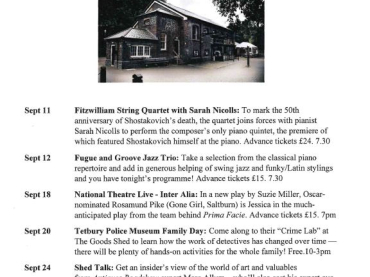 Tetbury Goods Shed - September Highlights
